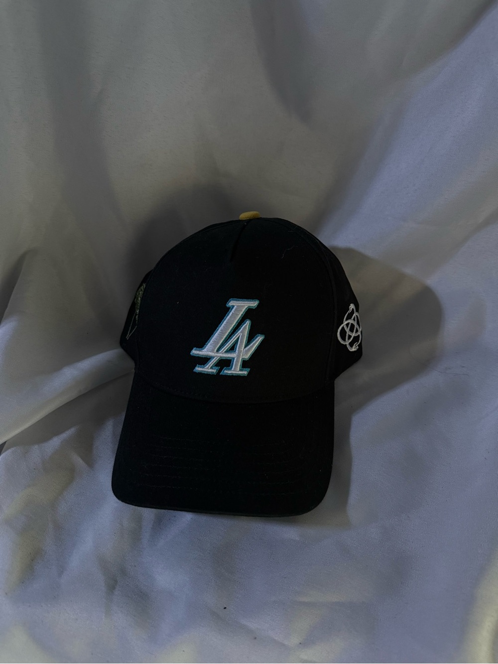 Black Kids Baseball Cap with Light Blue LA Accent